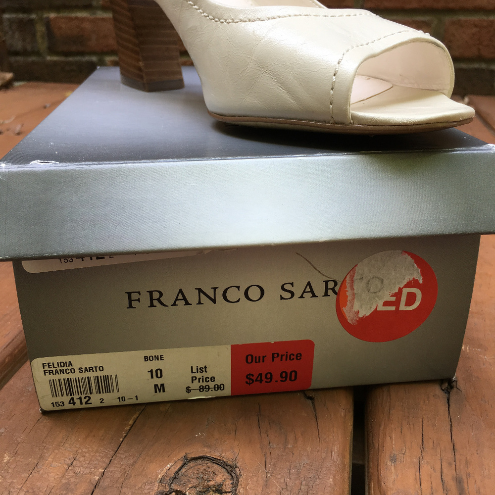 Franco Sarto Felidia Pumps Peep Toe Ivory Bone 10M - Picture 6 of 6
